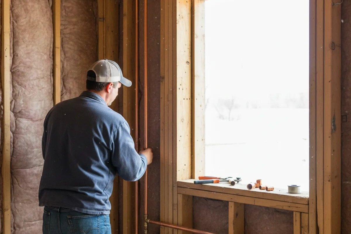 Licensed plumber running new copper supply lines in a Center Harbor home